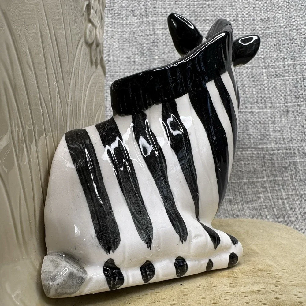 Vintage Quon-Quon Japan Ceramic Zebra Single Bookend Safari Decor 1980s‎ MCMLXXX